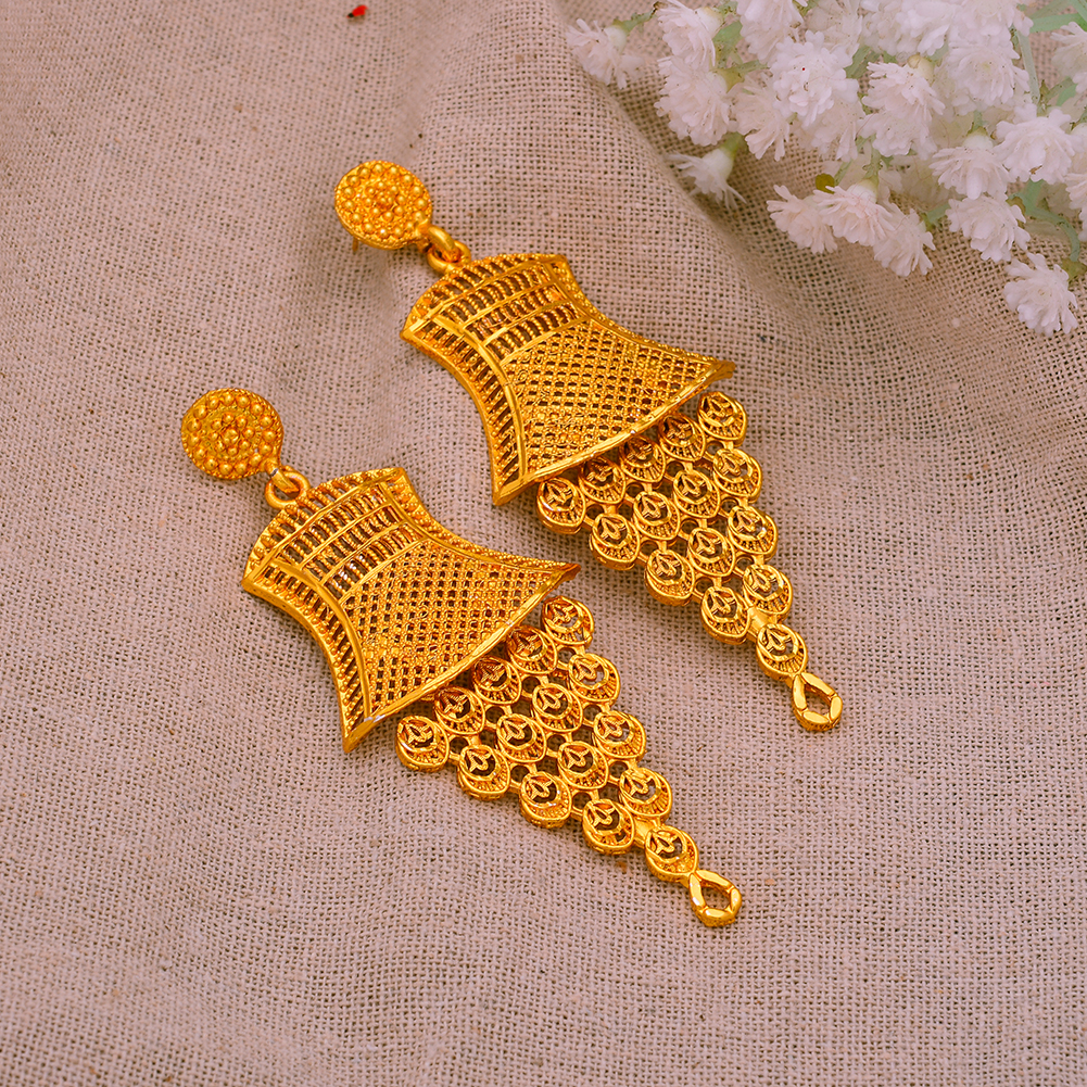 Ethiopian Gold Color Earrings For Women Girls African Ethnic Earring Mom Wedding Jewerlry Gifts