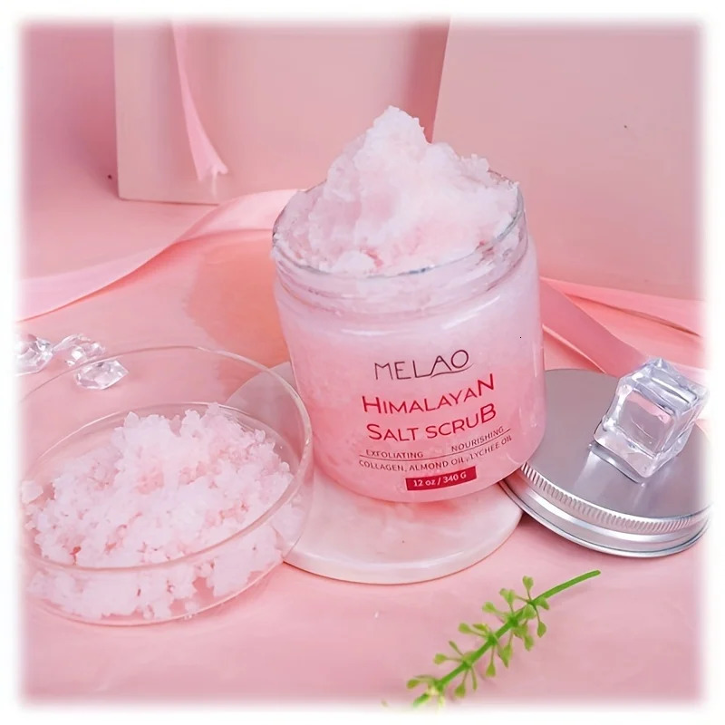 MELAO Himalayan Salt Scrub Face Foot Body Exfoliator Infused with Collagen and Stem Cell Exfoliating Salt Body Scrub 240624
