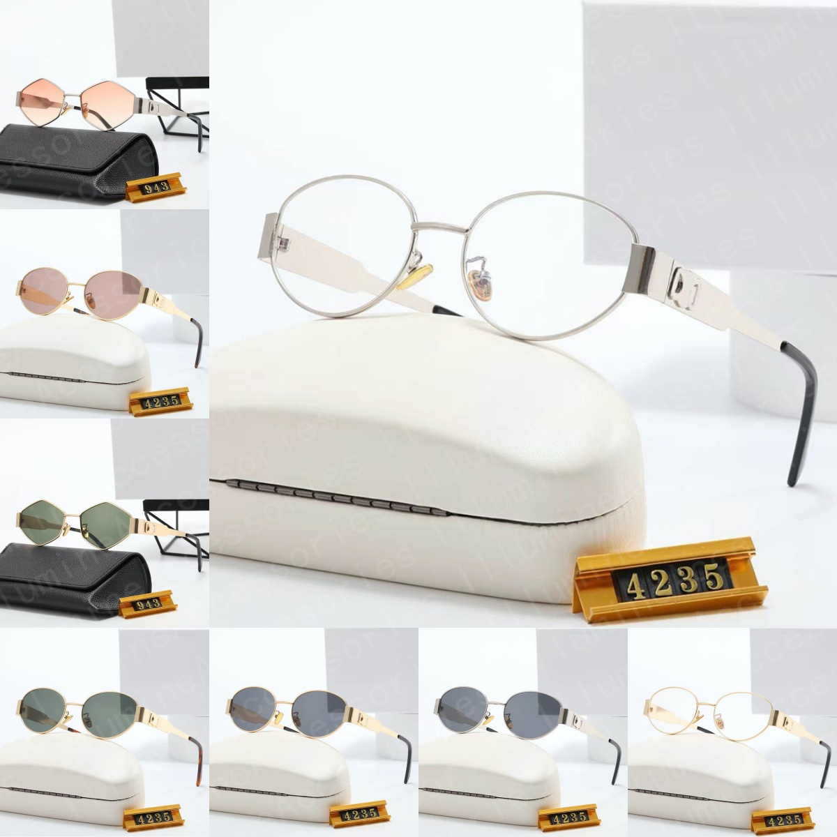 designer Metal Frame sunglasses luxury designer high quality oval glasses womens classic frameless Sunglasses Lightweight Woman's glasses with