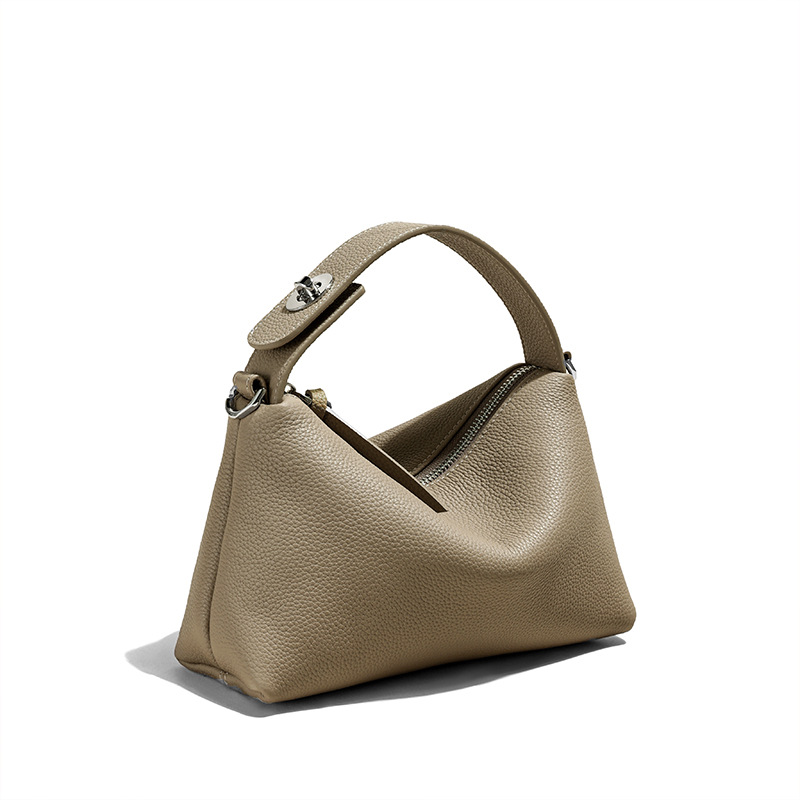2024 New Grey Large Capacity Quality 100% Togo Cowhide Leather Tote Pure Color Soft Luxury Female Commuter Shoulder Bag