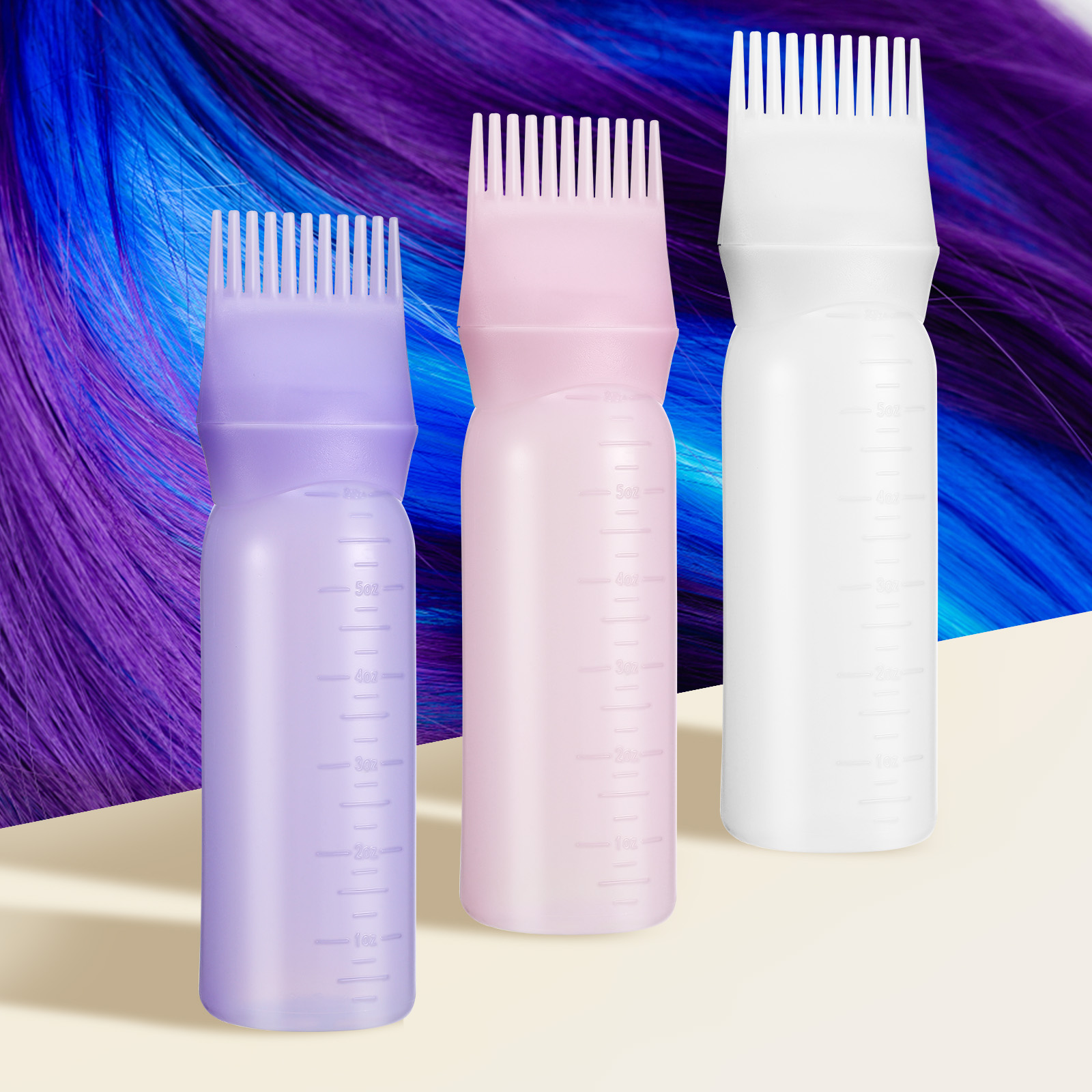 4 Pcs Hair Styling Tools Oil Bottle Root Comb Oiling Scalp Dye Applicator Silica Gel