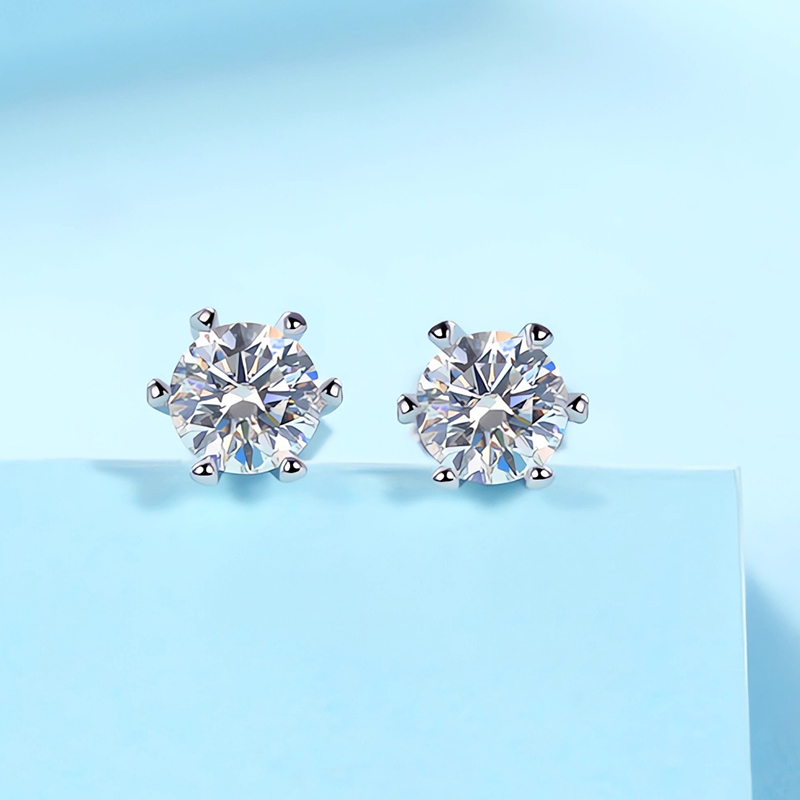 D Color 0.5 CT 100% Moissanite Stud Earrings for Women Ear Studs 925 Silver White Gold Plated Jewelry Pass Diamond Test