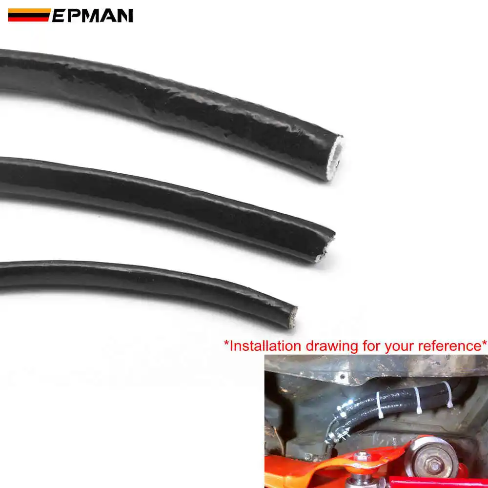 High Temp Heat 1m 3.3ft Fire Sleeve Braid Flame Heat Shield 1/4X1M ID:6mm Fit AN4 Oil Fuel Line Hose EP-FHGAN4