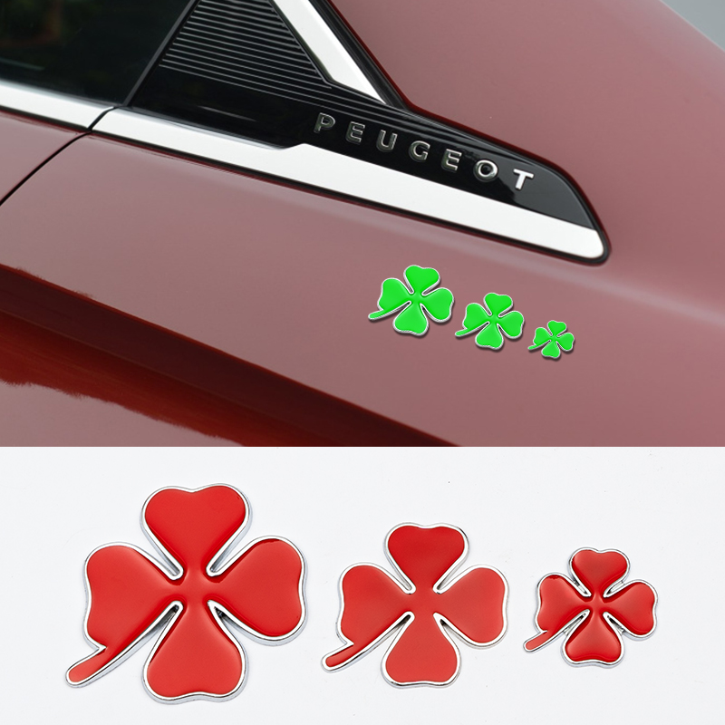 Four Leaf Clover Styling 3D Metal Car Sticker Badge Green Lucky Clover Emblem Sticker For Skoda Chevrolet Alfa Romeo Volvo Ford