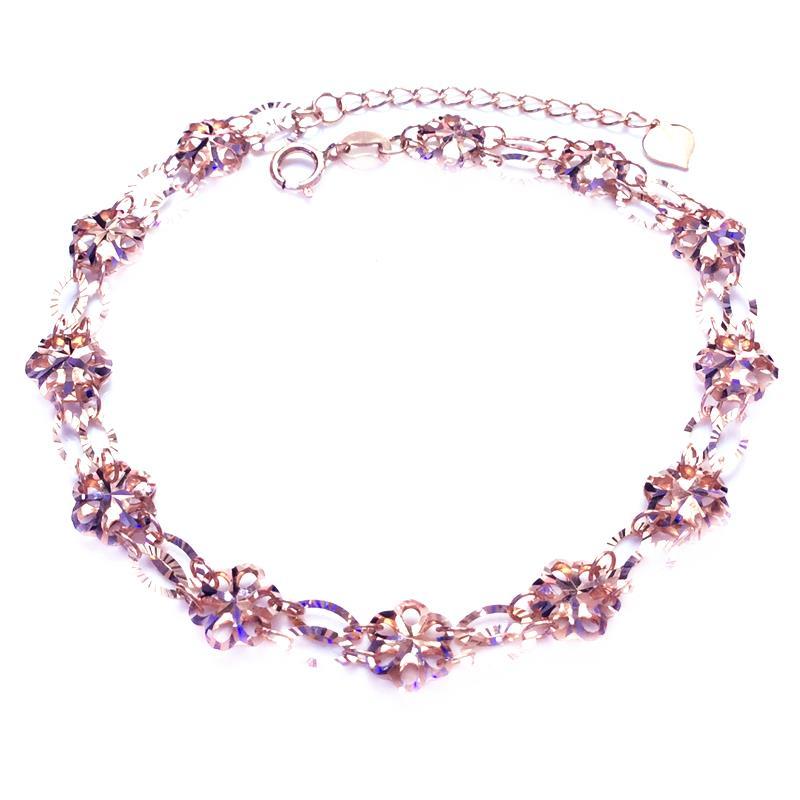 Ladies' Jewelry Pure Russian 585 Purple Gold New Shiny Hollow Flower Piece Bracelet 14K Rose Gold Western Style