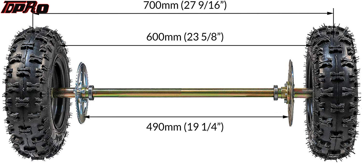 TDPRO 740mm Go Kart Rear Axle Kit 6" Wheels Tyres Sprocket Brake Assembly ATV Quad