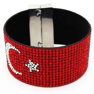 2015 Jewelry Bracelet Wrap Strass UK Flag Design Bracelet Magnetic Clasp Slake Bracelet Turkey Flag Design