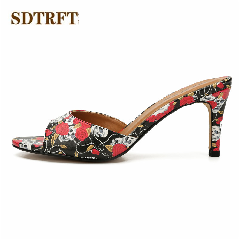 SDTRFT Stilettos Plus:36-47 48 Summer wedding shoes woman sandals 8cm thin heels Crossdresser pumps casual Open Toe flip flops