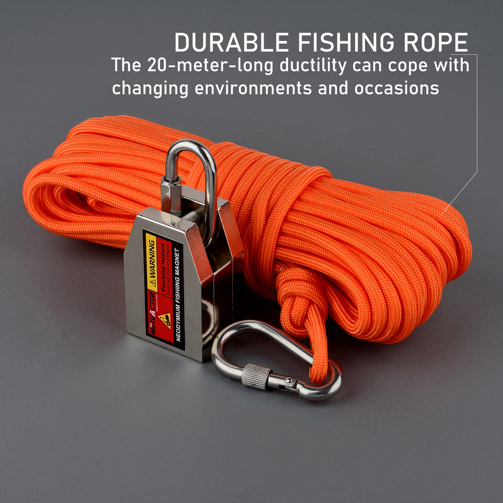 Three Sides Fishing Magnet Kit 1200lb Super Strong Neodymium Magnet With 20m Rope Powerful Combined Fishing Salvage
