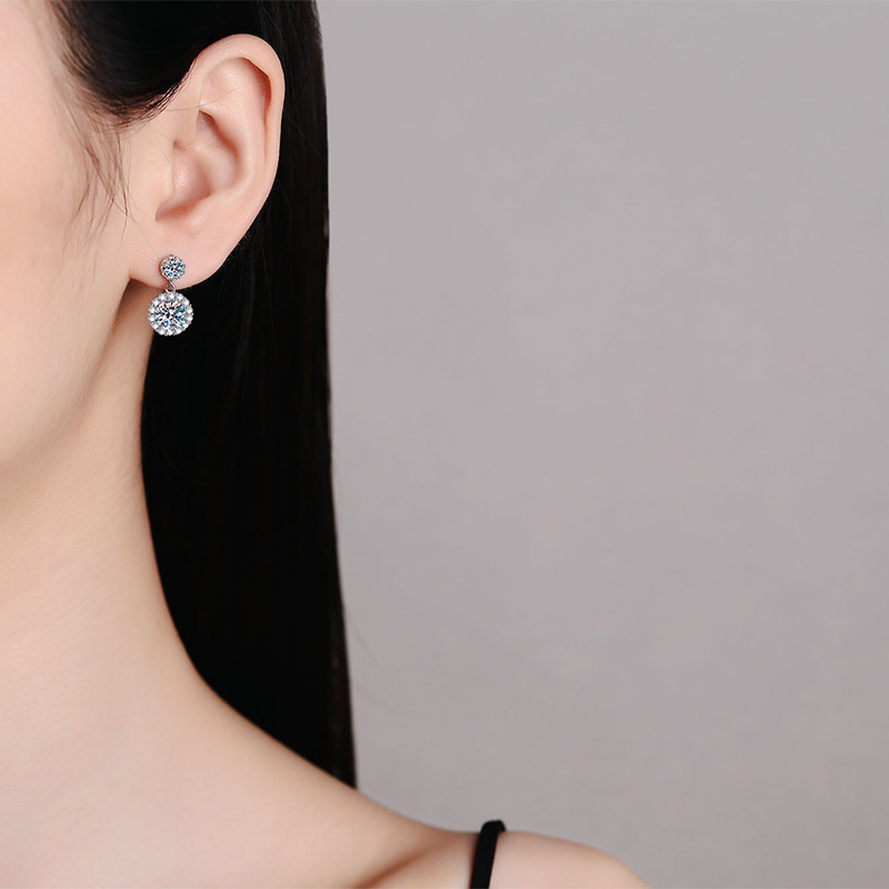 Butterflykiss Moissanite Drop Earrings 925 Silver For Women Luxury Real GRA 1.0CT Bridal Wedding Engagement Earring Fine Jewelry