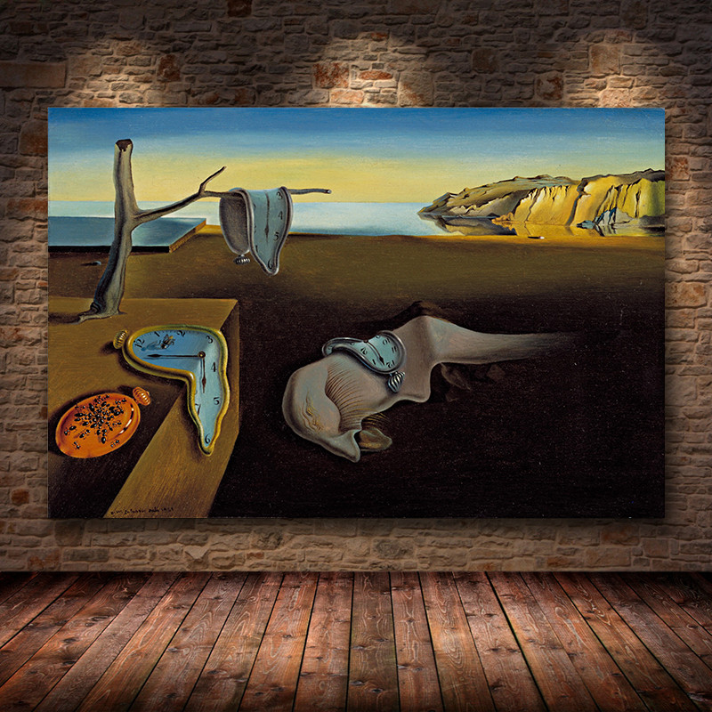 Salvador Dali The Persistence of Memory Clocks Surreal Oil Painting Canvas Poster Print Cuadros Wall Art Picture For Living Room