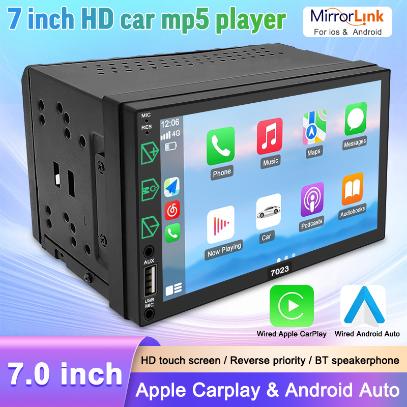 2023 Upgrade 7'' Apple CarPlay Car Stereo Portable HD Touch Screen Car Radio Bass Surround Bluetooth MP5 Player for All Cars