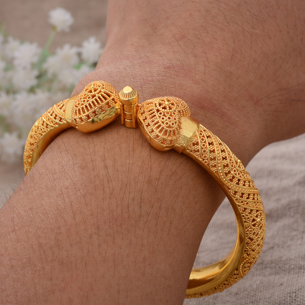 Luxury 24k Gold Color Can Open Bangles Jewelry Ethiopian African Dubai Indian Bracelet Wedding Gifts For Women Bracelet Bangles