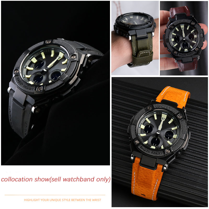 Watch Strap For Casio GST-S100G / S110 / S130L / W100G / W110 / 210B / 400G / 410 / Wristband 26*14mm Men's Leather watchBand