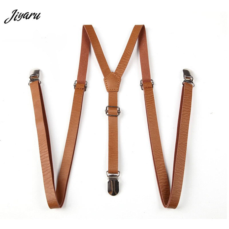 Adult Suspenders Faux Leather Suspender Men Y-Shape Braces Adjustable Clip-On Belt Slim Suspender Pants Jeans Braces