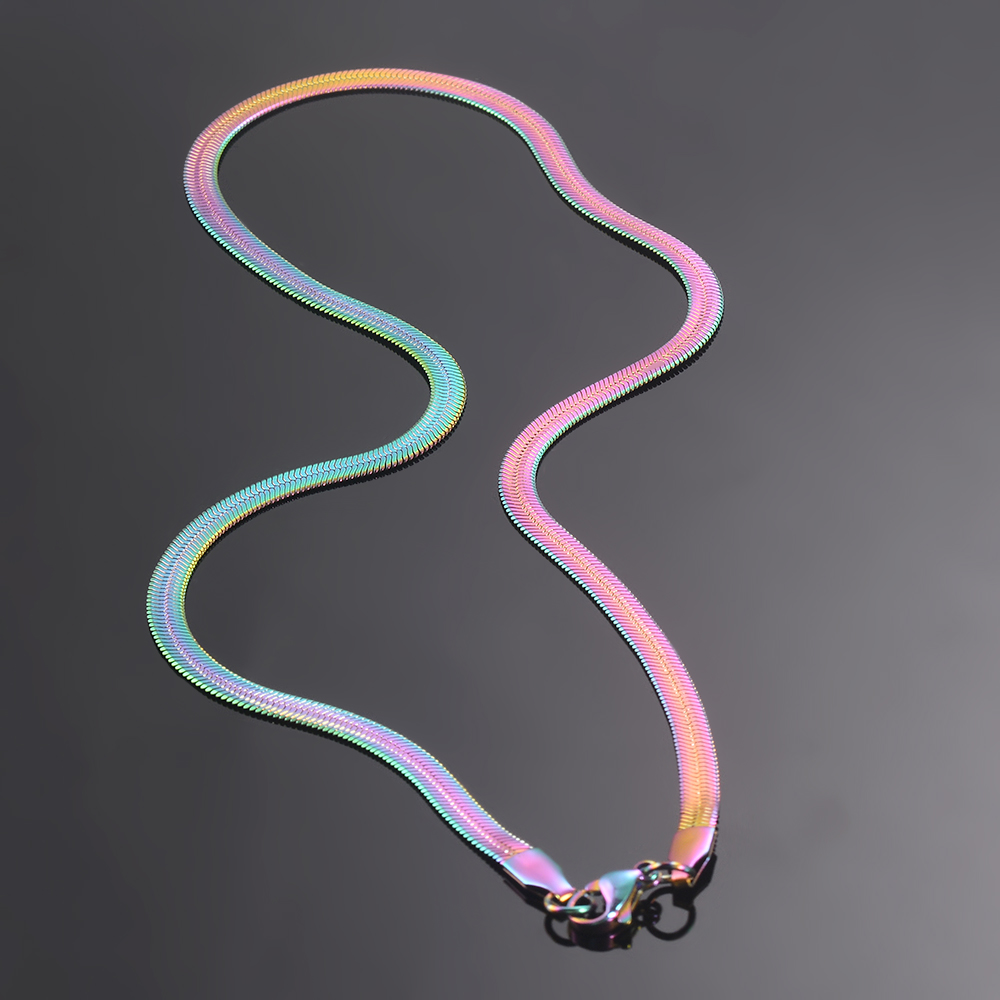 1 piece Width 2mm/3mm/4mm/5mm Rainbow Color Snake Chain Herringbone Choker Necklace For Women Not allergic