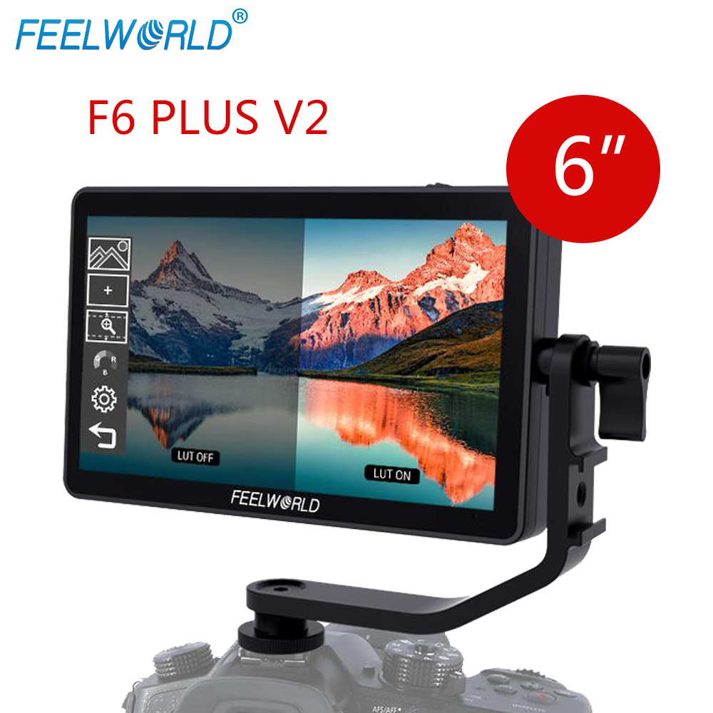 Feelworld F6 Plus V2 6" inch 3D LUT Touch Screen DSLR Camera Field Monitor IPS FHD 1920x1080 Support 4K Tilt Arm