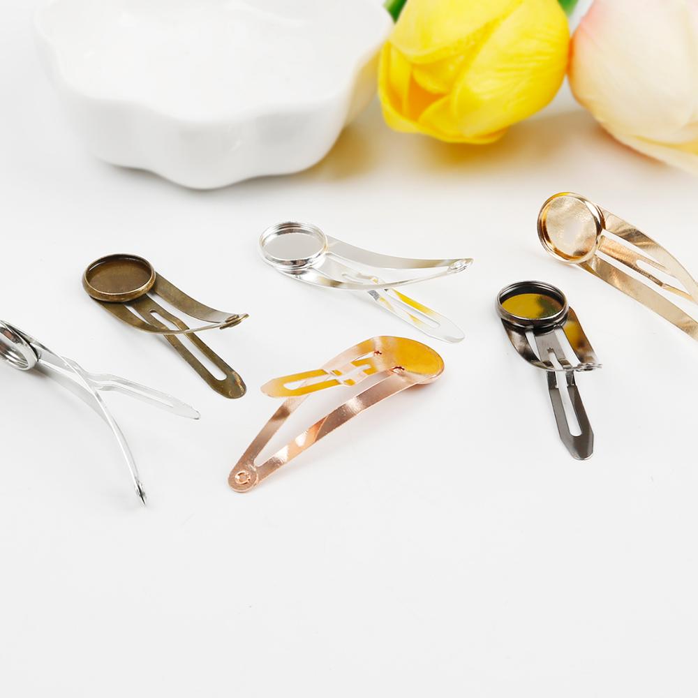 10pcs/lots 12mm Metal Hairpin Hair Clip Base Cabochons Cameo Setting For DIY Hair Ornaments Jewelry Making Findings Accessories