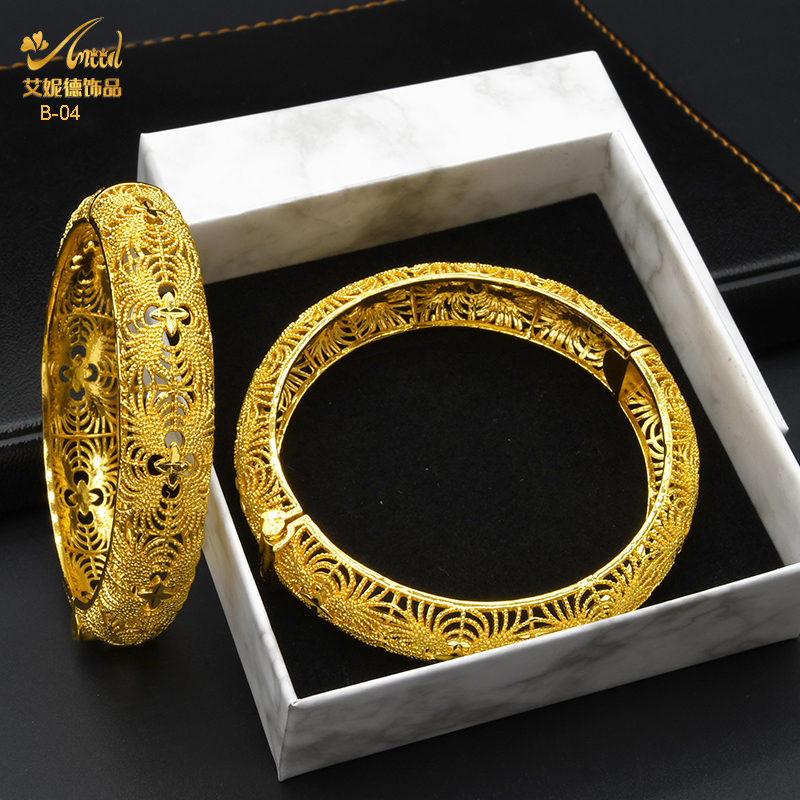 ANIID Dubai 24K Gold Color Bracelets For Women Luxury Jewelry Designers Indian Bangles African Arabic Wholesale Wedding Bridal