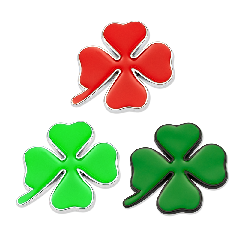 Four Leaf Clover Styling 3D Metal Car Sticker Badge Green Lucky Clover Emblem Sticker For Skoda Chevrolet Alfa Romeo Volvo Ford