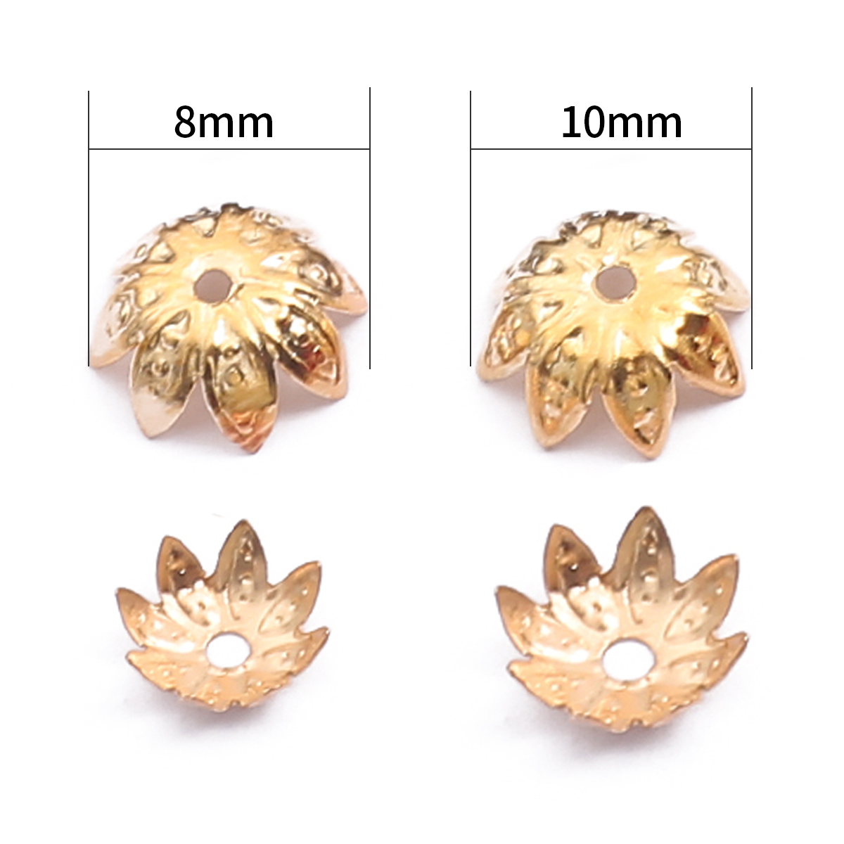 100Pcs 8mm 10mm Lotus Flower Metal Loose Spacer Bead Caps Cone End Beads Cap Filigree For DIY Jewelry Finding Making Earrings