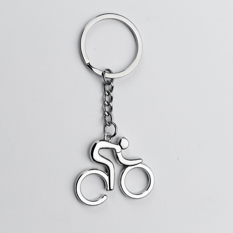 Sport Series Metal Keychain Sporty Man Cycling Figure Keyring Trinket Soccer Weightlift Play Tennis Basketball Souvenir Men Gift