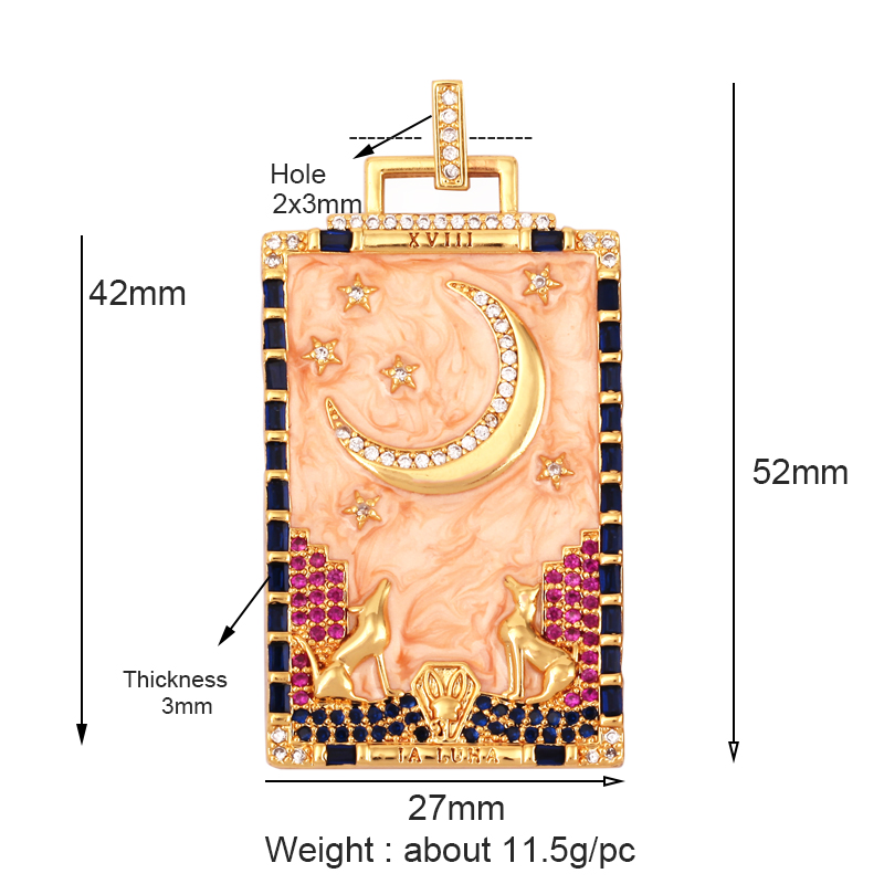 Enamel Tarot Cards Focal Mega Pendant,New 18K Real Gold Plated Shell DIY Jewelry Accessories for Bracelets Necklaces Making M07