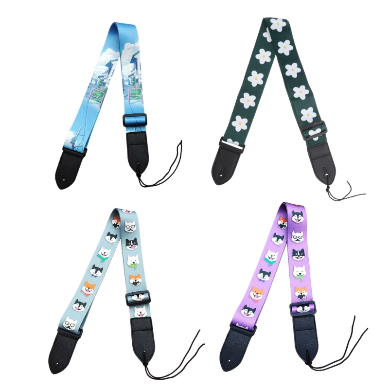 25UC Adjustable Guitar Strap Printed Guitar Shoulder Strap Electric Guitar Shoulder Belt Guitar Accessories for Ukulele Bass