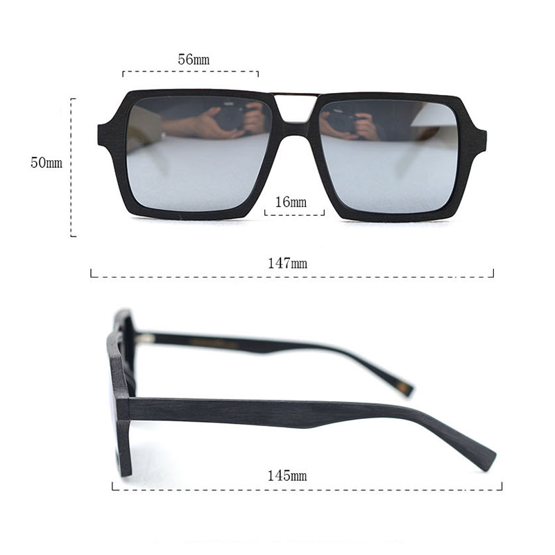 HDCRAFTER Oversized Handmade luxury Sunglasses Men Polarized Vintage Wood Square Sunglasses High Quality With Glasses Case Box