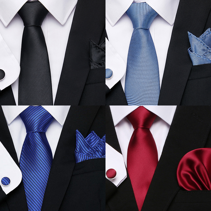 Nice Handmade Great Quality Hot sale Tie Handkerchief Pocket Squares Cufflink Set Tie Clip Necktie Printed