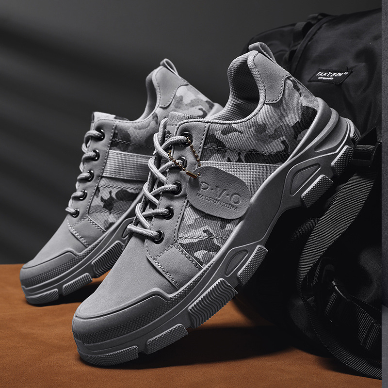 Men Cricket Breathable Camouflage Trendy Casual Low-Top Canvas Shoes Black fashion