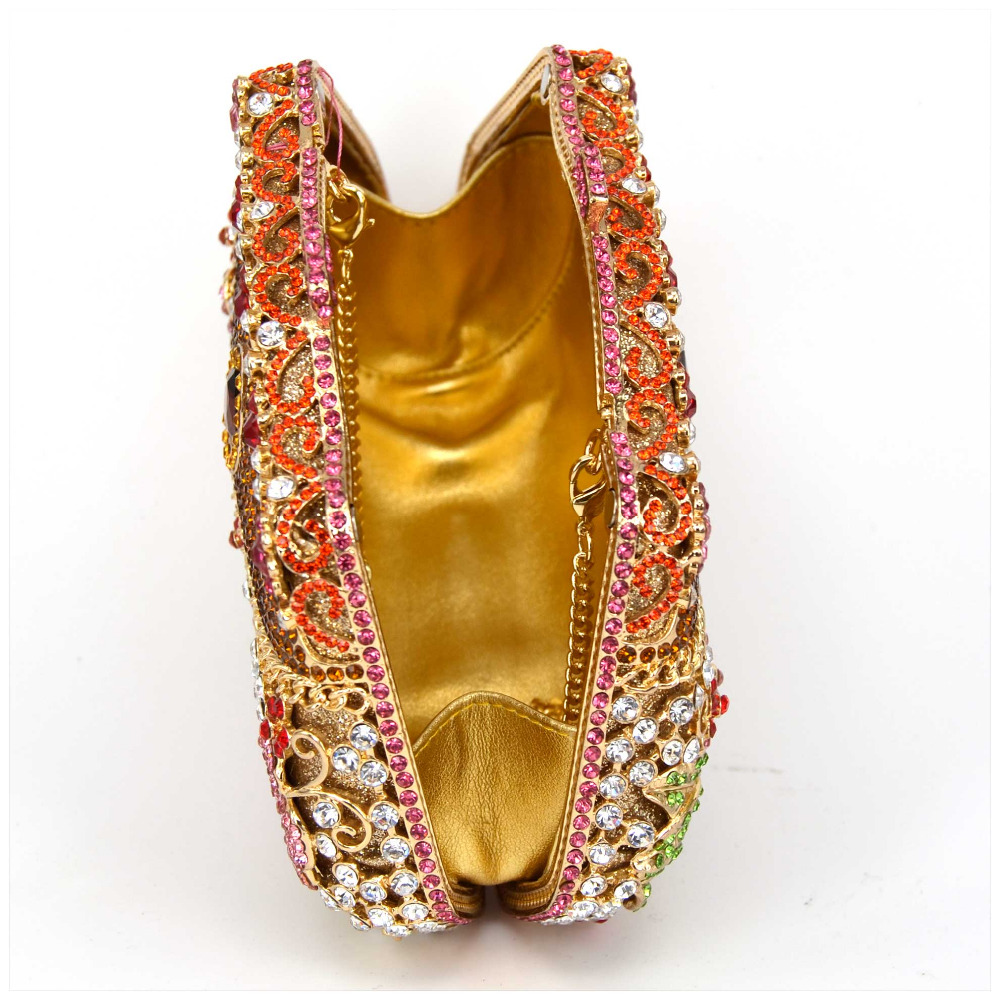 KHNMEET Golden Luxury crystal handcraft rhinestone evening bag soiree sac pochette femme women party purse Clutch Bag SC118