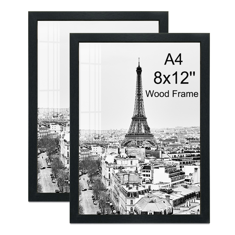 2pcs A4 black photo Wood picture Certificate document frame 21x30cm Poster Frame Dual Purpose Put and Hang H260306