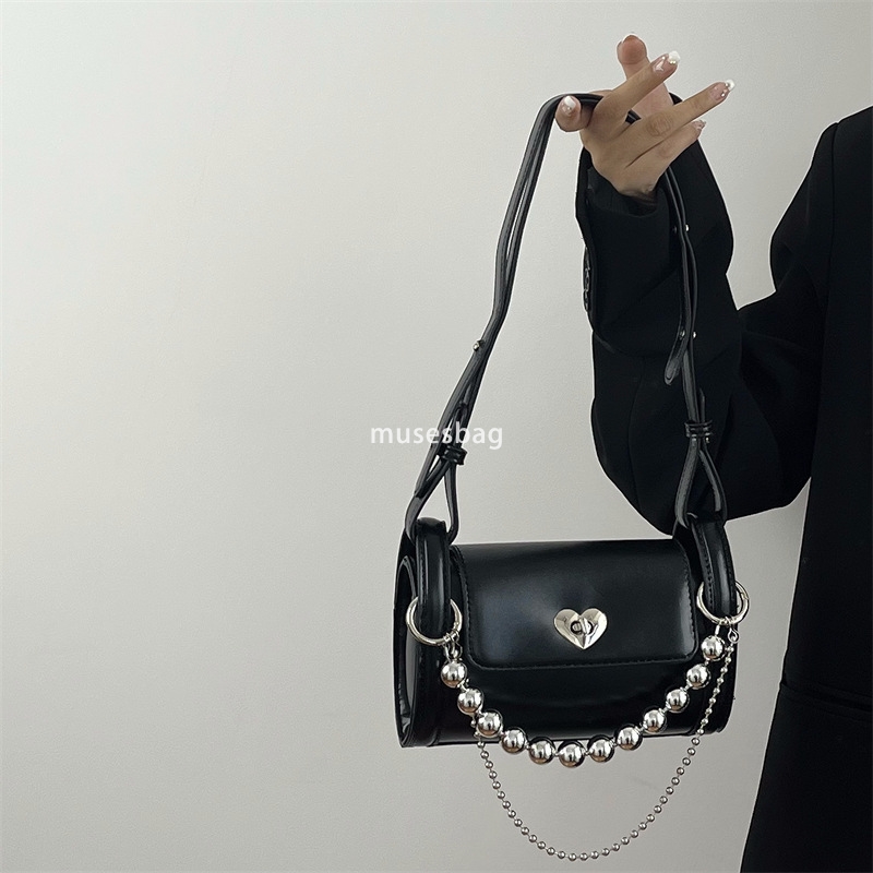 High quality niche design spicy girl lock buckle, love chain cylindrical bag women's new high-end feeling single shoulder crossbody bag trendy tr