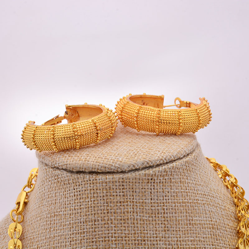 New Ethiopian Dubai Gold Color jewelry Sets Wedding Women Necklaces Earrings Jewelry Sets Eritrean Big tassel Jewelry Gifts