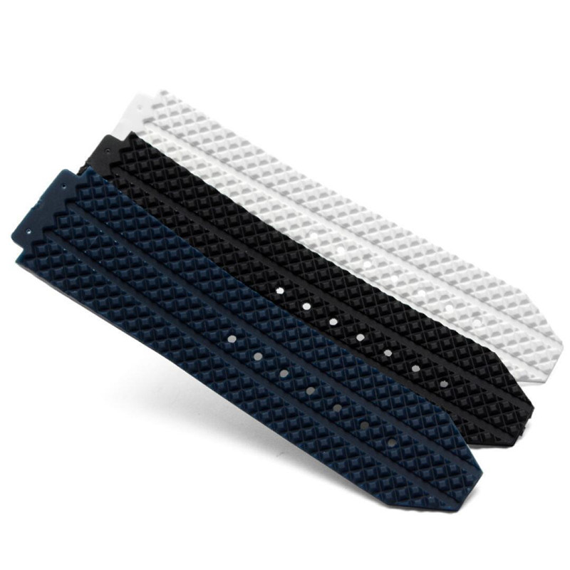 Watch accessories Silicone strap for Hublot HUBLOT Yu-ship rubber strap convex black white blue