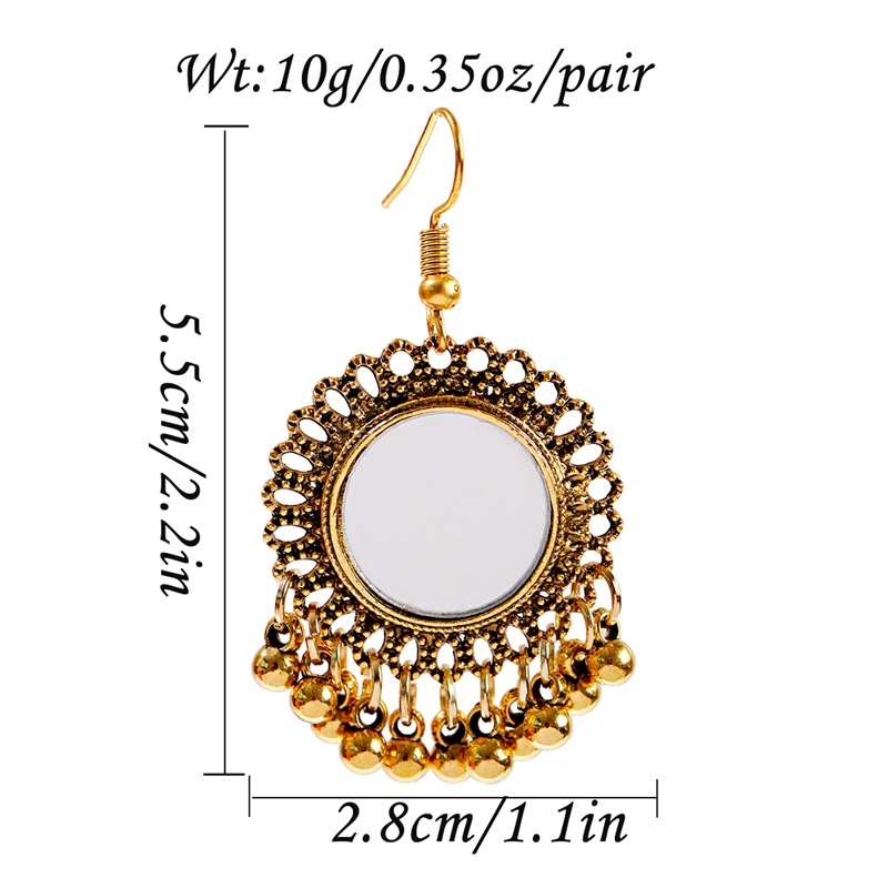 2020 Thailand Vintage Earrings For Women Round Mirror Boho Egypt Middle East Afghan Indian Jewelry