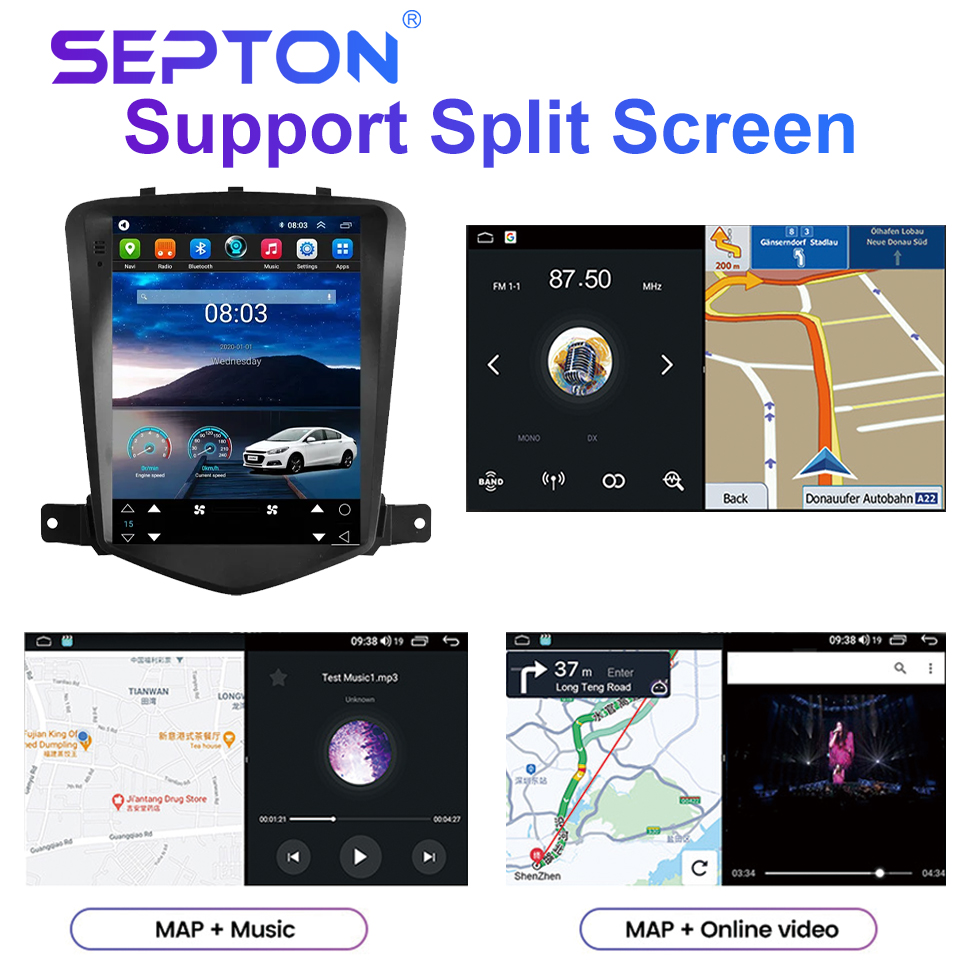 SEPTON 9.7" Android 12 Car Radio for Chevrolet Cruze 2008-2014 CarPlay Multimedia Video Player Stereo GPS 4G 2Din Audio HeadUnit