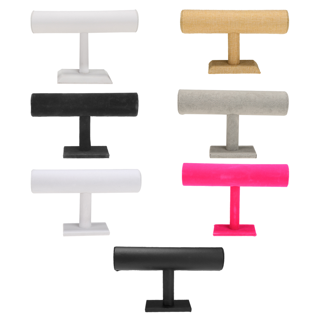 1-Layer T-Bar Jewelry Hairbands Bracelets Velvet Leatherette Bracelet Bangle Watch Rack Holder Jewelry Display Storage Accessory