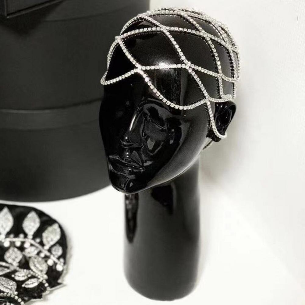 2021 Hollow Rhinestone Mesh Headpiece Wedding Head Chain Jewelry for Women Luxury Crystal Headband Head Cap Hat Hair Accessories