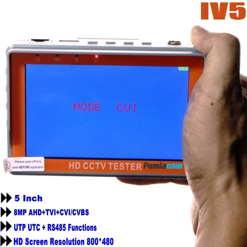 5/4.3 Inch 5/8MP CCTV Camera AHD Tester Monitor TVI CVI CVBS Tester Monitor HD Display Portable Video Tester with LED