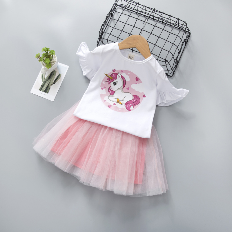 Baby Girl Clothes s Short Sleeve unicorn Print Tops +tutu Skirts Casual Summer Outfit Toddler Kids Girl set