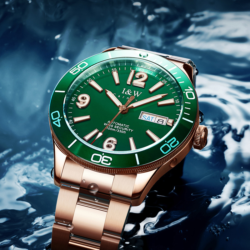 I&W New Japan NH36 Men Automatic Watches Sapphire 100m Waterproof Men's Sport Wristwatch Top Luxury Brand Mechanical Watch 2020