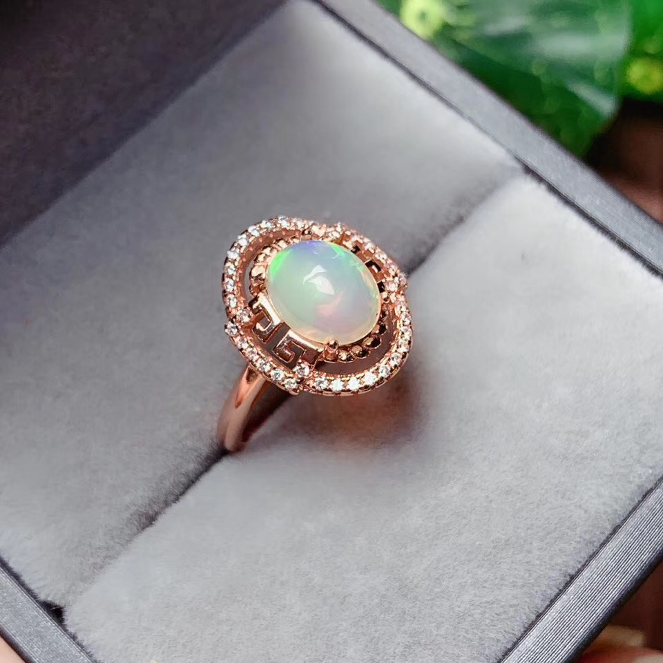 Anniversary Best Gift Elegant Rings for women Natural Real Opal Ring 925 sterling silver Fine jewelry Opal Ring