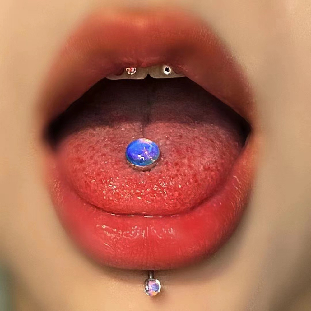 Body Piercings Jewelry For Women Sexy Titanium Tongue Piercing Punk Rings For Teens Septum Fake Goth Femme Opal Tongue Stud