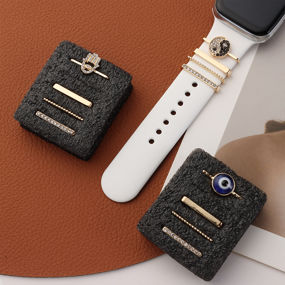 2022 Metal Charms Decorative Ring For Apple Watch Band Diamond Ornament Smart Watch Silicone Strap Watchband Accessories