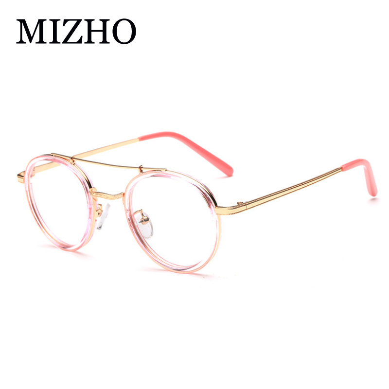 MIZHO New Designer Woman Glasses Optical Frames Vintage Metal Oval Korea Glasses Frame Men Clear lens Eyewear Black Eye Glasses