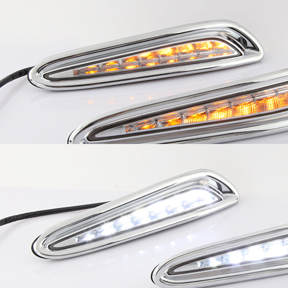 1 Set DRL For Mazda 3 Mazda3 Axela 2010 2011 2012 2013 Daytime Running Lights fog lamp Yellow turn signal 12V Daylight