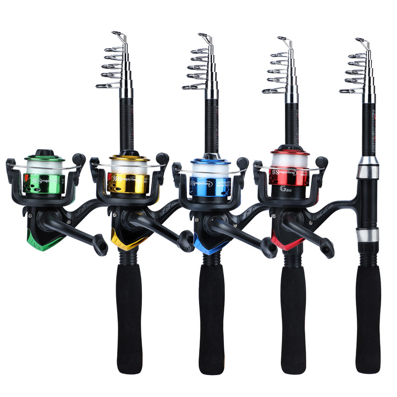 Sougayilang Spinning Fishing Combo 1.6m 7 Sections Spinning Rod and 3BB 5.2:1 High Speed Spinning Fishing Reel Fishing Kit Pesca