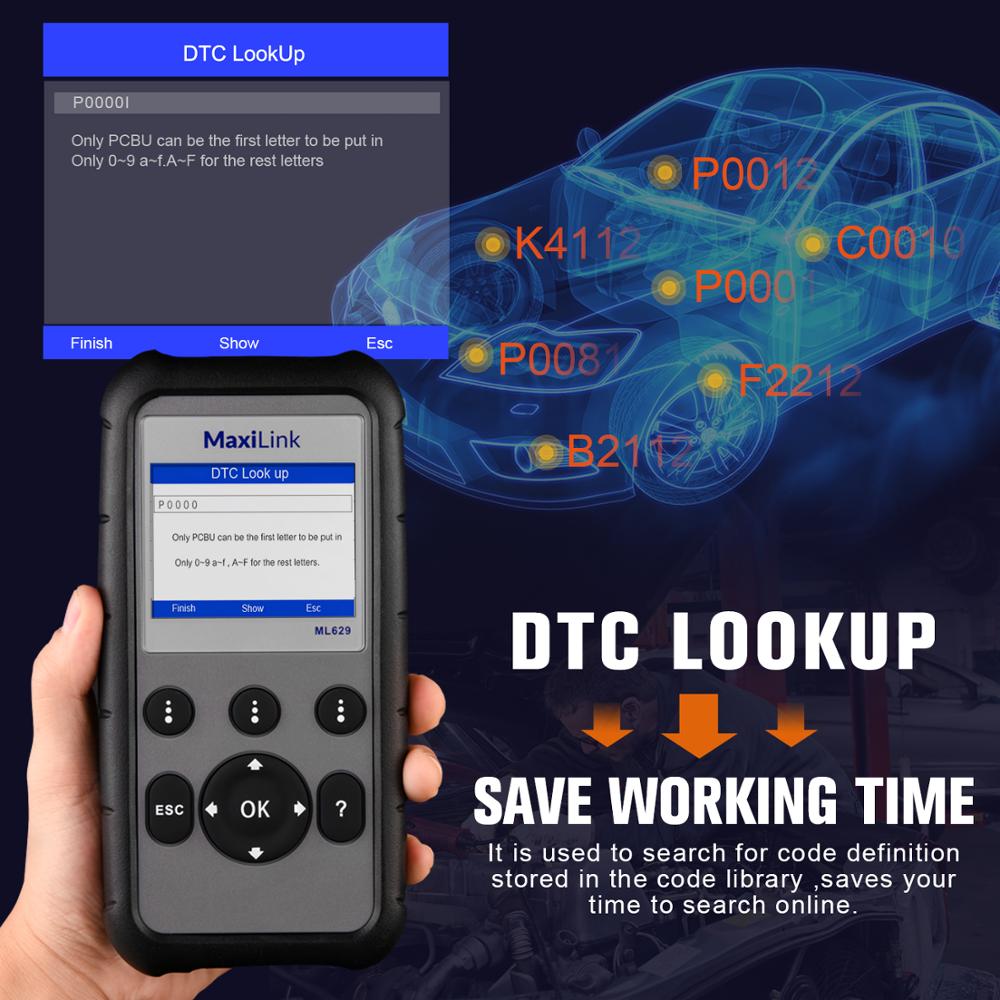 Autel ML629 Maxi Link Diagnostic Tool Auto OBD2 Scanner Code Reader ABS Airbag Code Reader Upgrade Autel ML619 AL619